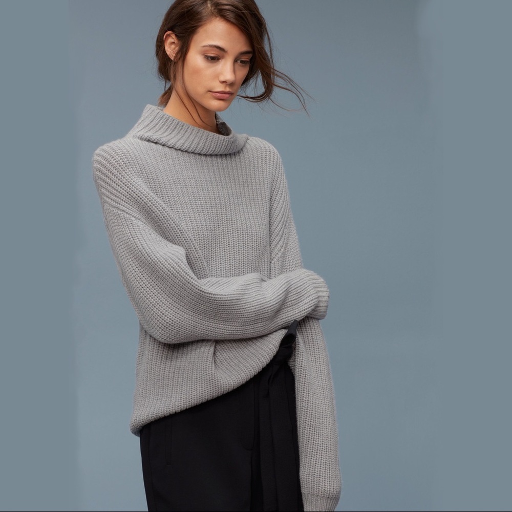 Wilfred Montpellier Grey Mock Neck Knit Sweater
